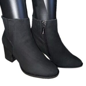 👢🌧️ BLONDO Women's Waterproof Leather Ankle Boots Black Block Heel Sz 6